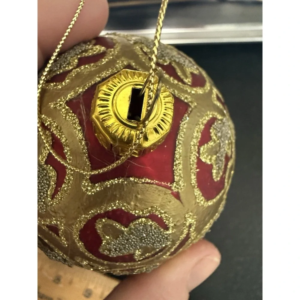 Dept 56 Christmas Ornament Blown Glass VTG Glitter Sequins Paint